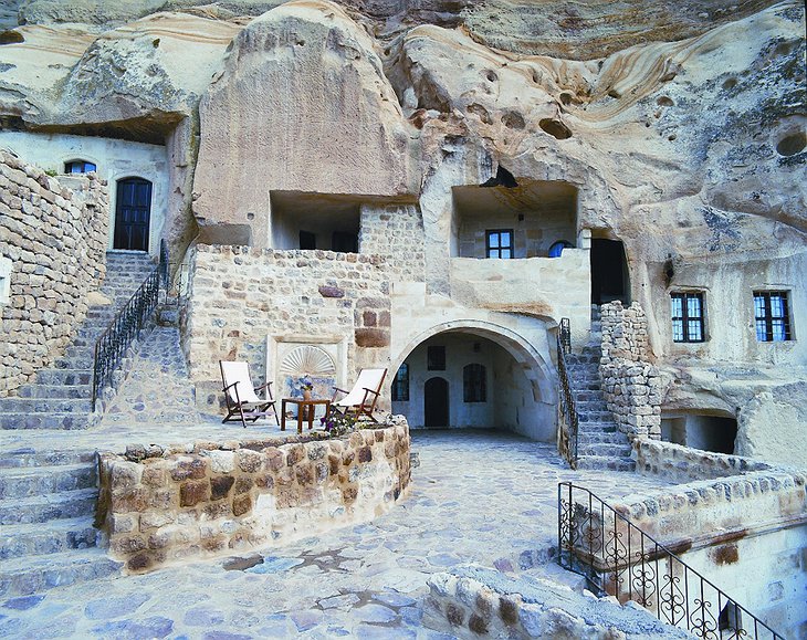 Yunak Evleri entrance to the caves
