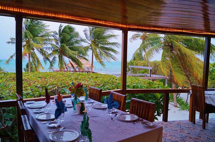 St. George's Caye Resort Dining Porch with Ocean View