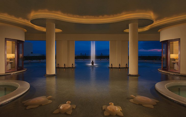 Waldorf Astoria Spa Indoor Pool Waterfall At Night