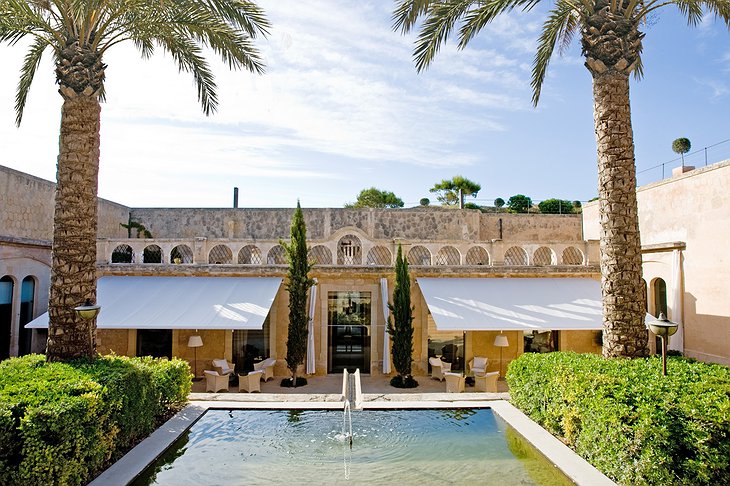 Cap Rocat hotel courtyard fountain