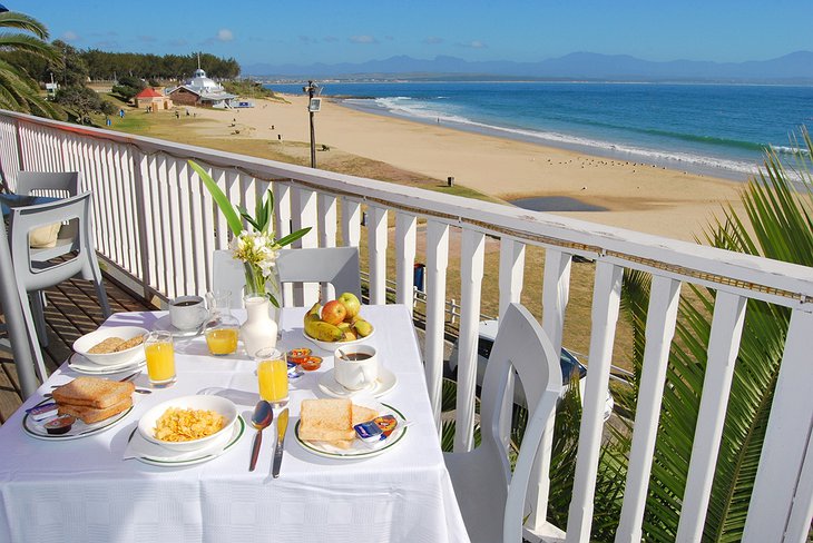 Fork and Train Restaurant breakfast with beach view