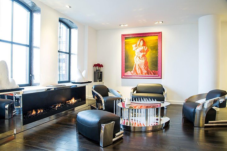 Tribeca apartment living room fireplace
