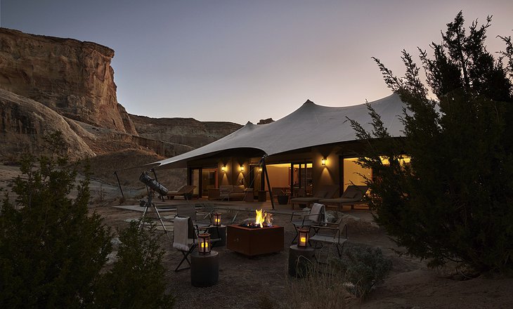 Camp Sarika, Amangiri At Night With Fireplace