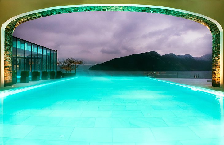 Park Hotel Vitznau Infinity Pool Lights At Night