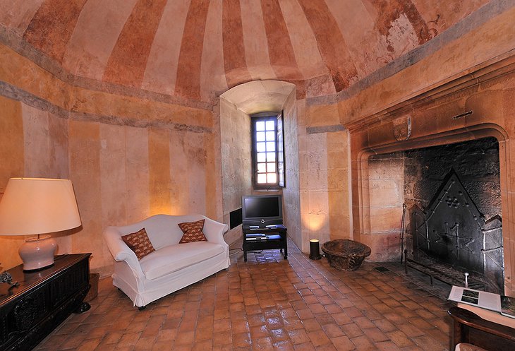 Vintage fireplace at Chateau de Bagnols