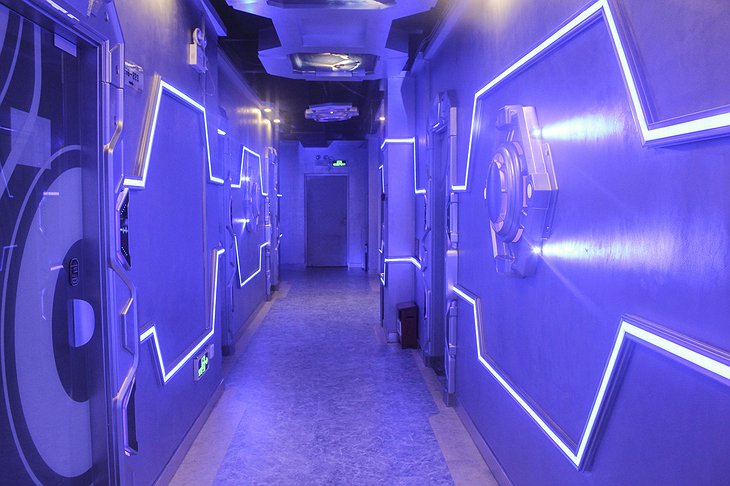 Pengheng Space Capsules Hotel futuristic corridor