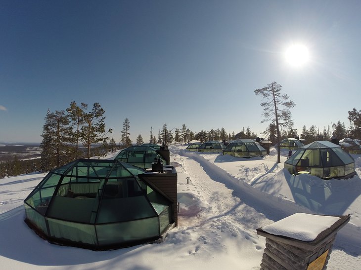 Levin Iglut igloos around the snowy road