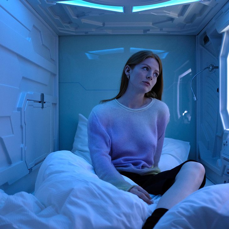 Model girl inside the pod