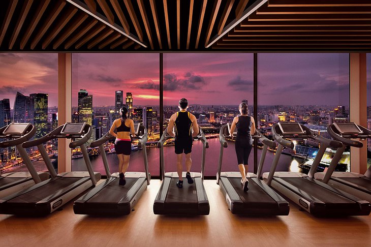 Gym with Singapore city view