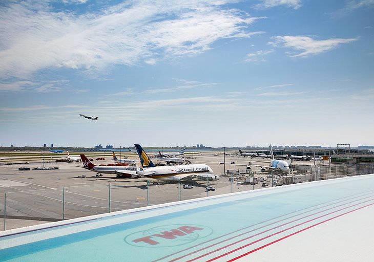 TWA Hotel's Heated Infinity Pool Overlooking JFK Airport's Busiest Runway