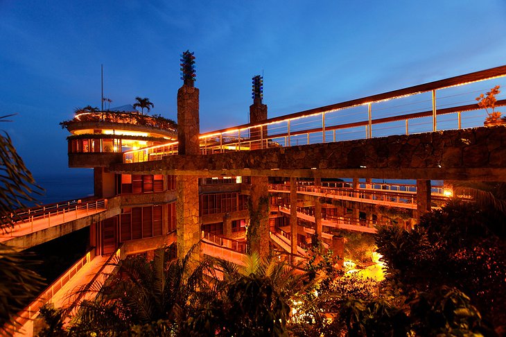 Jade Mountain Resort structure at night