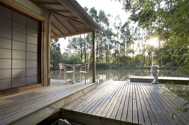 Japanese Zen Retreat terrace on the lake