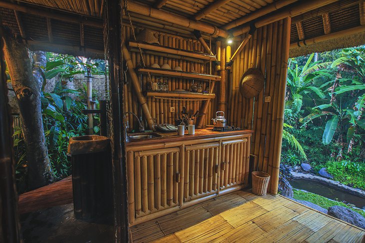 Hideout Bali bamboo house kitchen