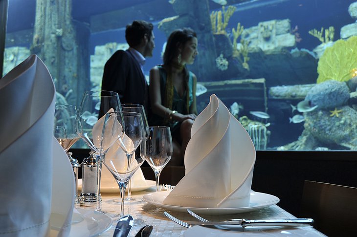 Couple at the aquamarine restaurant