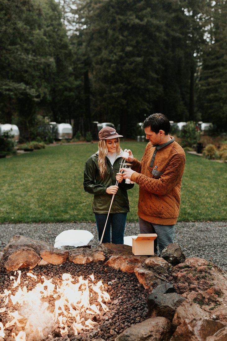 AutoCamp Russian River Outdoor Firepit Marshmallow Roasting