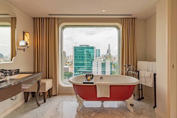 Hotel Des Arts Saigon Bathroom With City Panorama