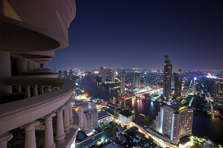 Bangkok panorama views at night from the balcony of Lebua at State Tower