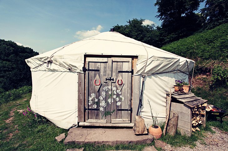 Black Mountains Yurt wooden door