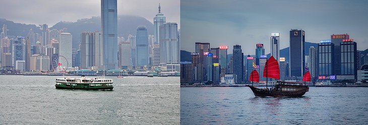 Star Ferry and Aqua Luna iconic Hong Kong boats