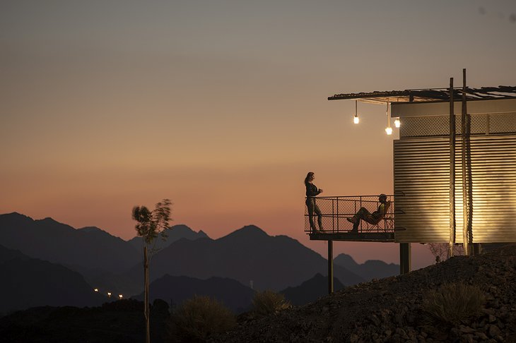 Hatta Damani Lodges Resort Terrace Sunset Atmosphere