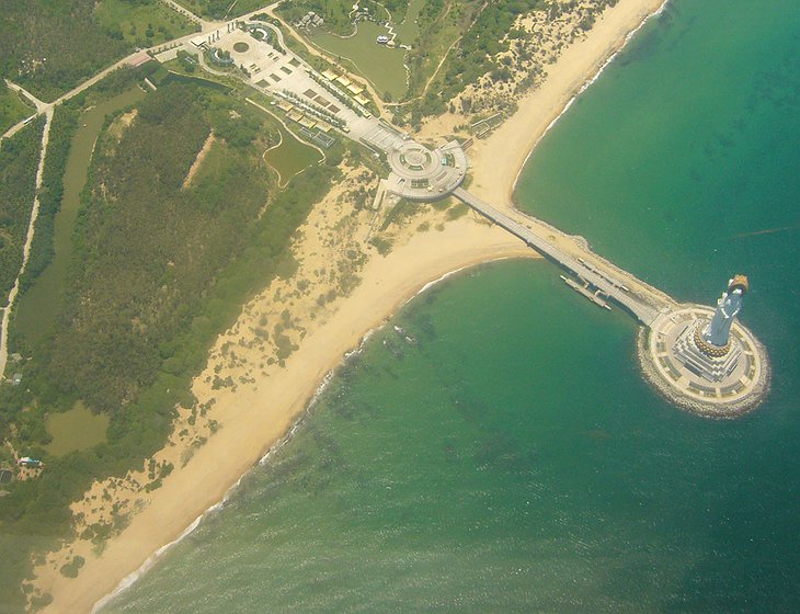 statue of Guan Yin from above