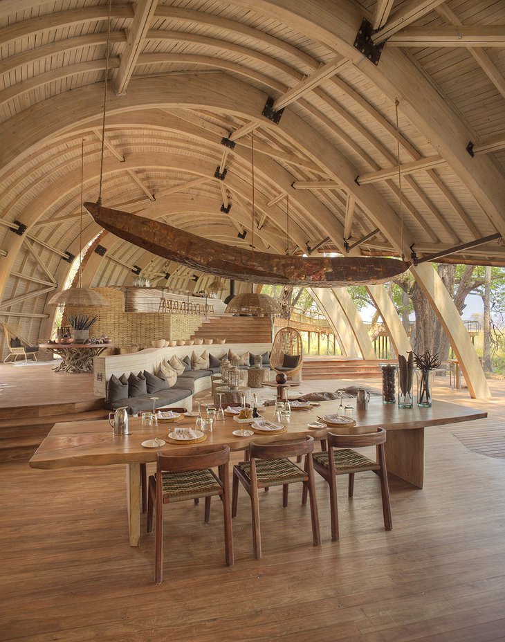 Sandibe Okavango Safari Lodge wooden interior