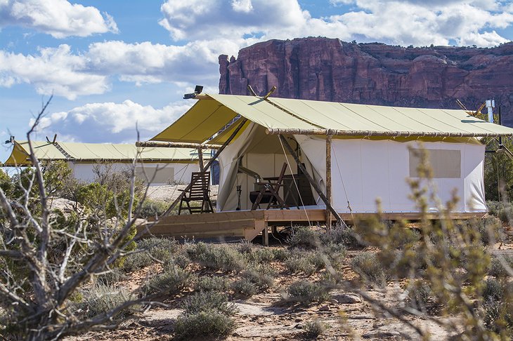 Tent and rock plateau