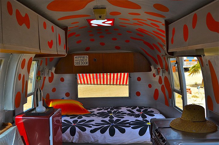 Aqua Stripe Airstream interior