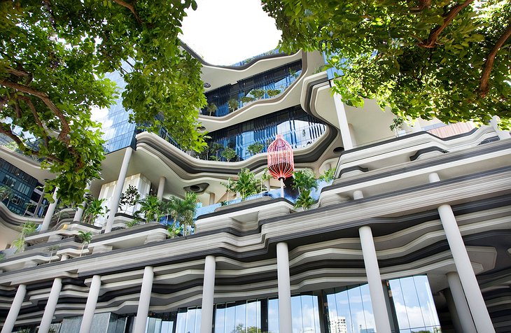 Looking up at the pool of Parkroyal on Pickering