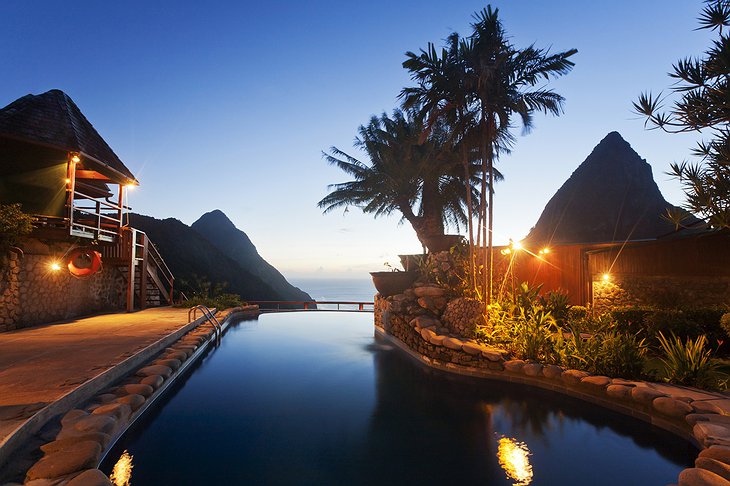 Ladera Resort pool at night