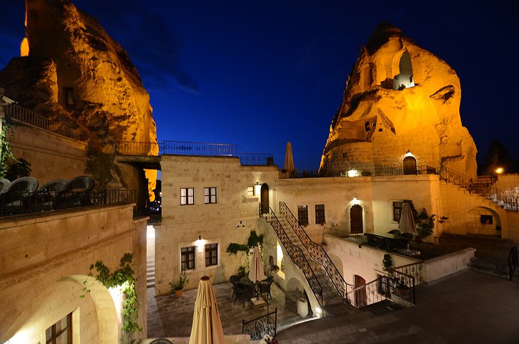 Cappadocia Cave Suites Sunset Café at night