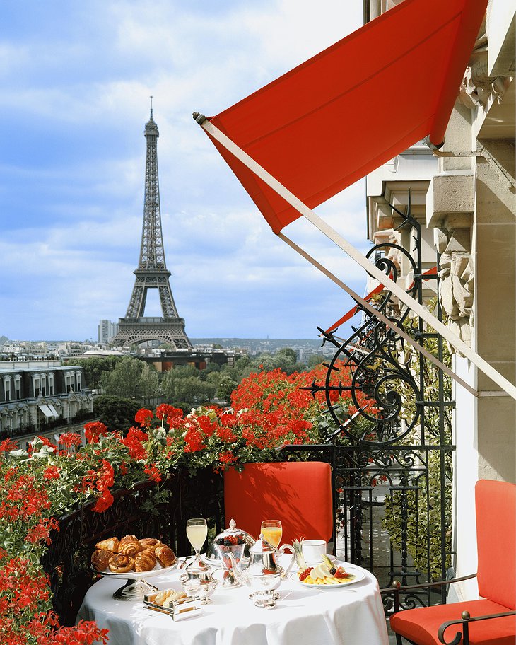 Hotel Plaza Athenee Paris balcony with Eiffel tower view