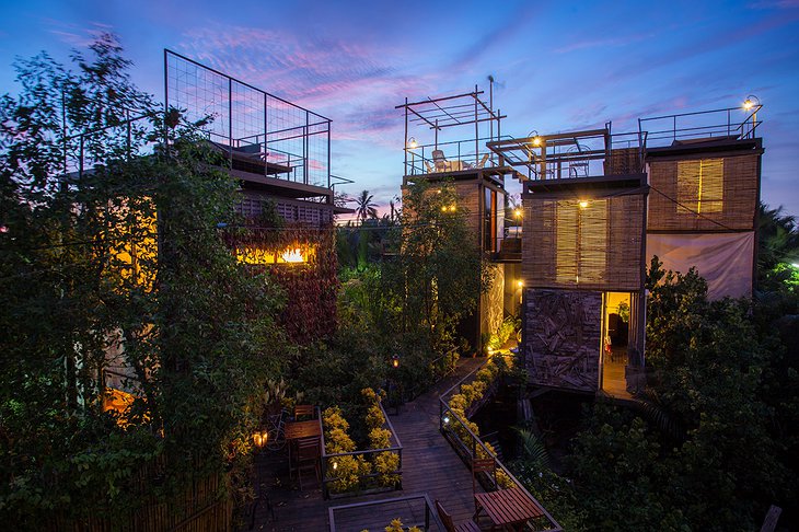 Bangkok Tree House nests at night