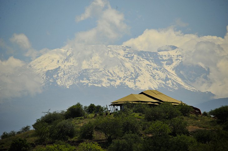 Shu'mata Camp and Kilimanjaro in the background