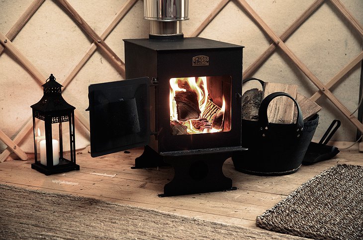 Fireplace in the yurt