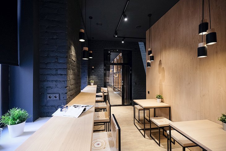 inBox Capsule Hotel cafe and communal space