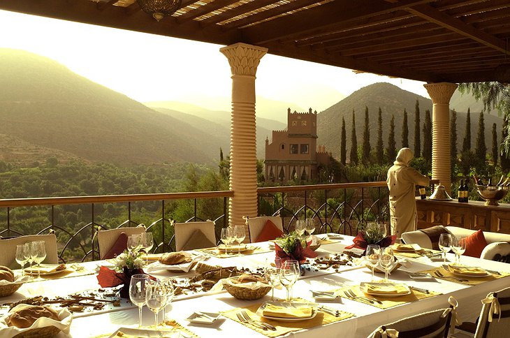 Kasbah Tamadot dining on the terrace