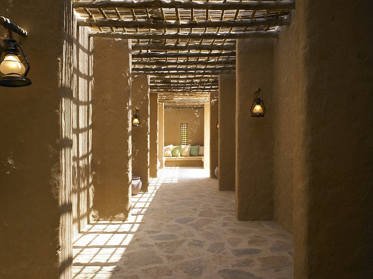 Cool shades of the walls of Six Senses Zighy Bay hotel