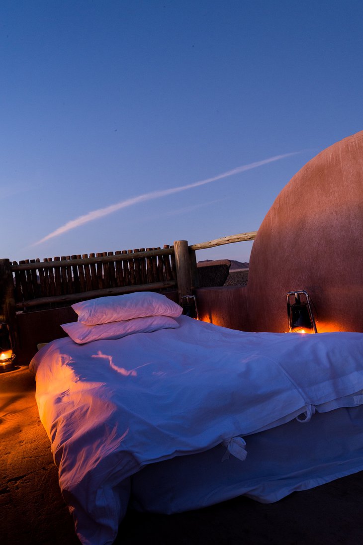 Kulala Desert Lodge open air bedroom