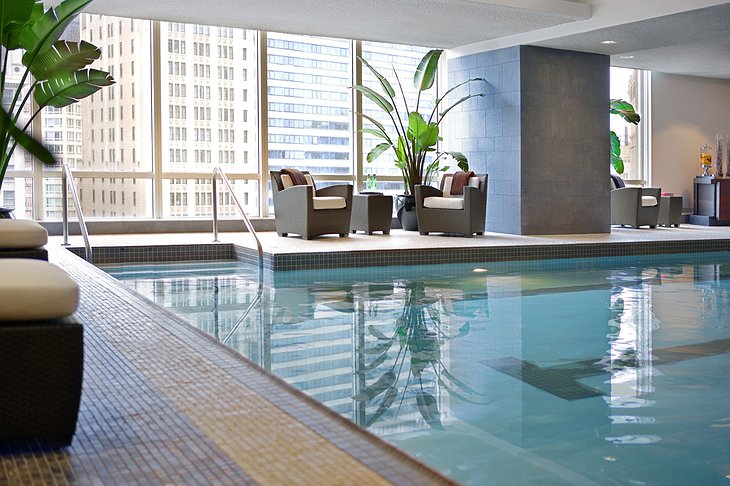 Pool with city view