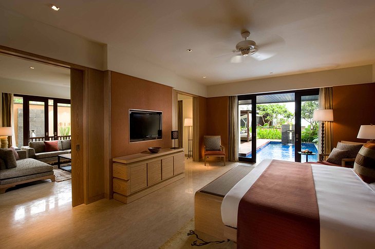 Conrad Bali pool suite bedroom and living room