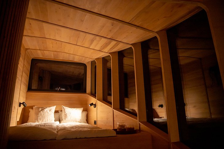 Woodnest Cabin Bedroom At Night