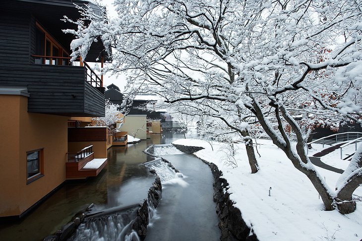 hot spring in winter