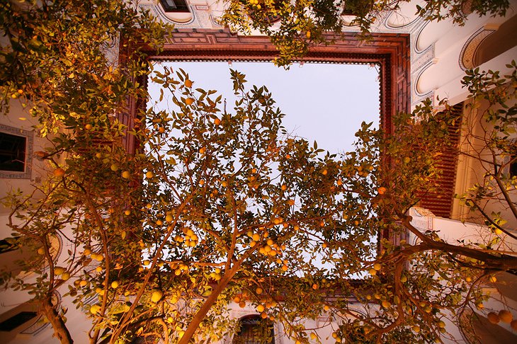 Riad Laaroussa courtyard looking up