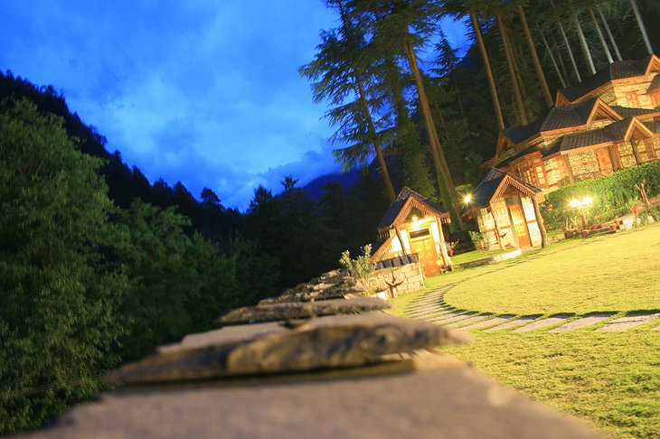 The Himalayan Village Resort at night