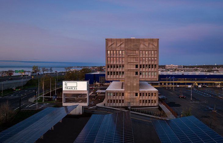 Hotel Marcel - Architecture - Exterior Pre-Dawn Aerial