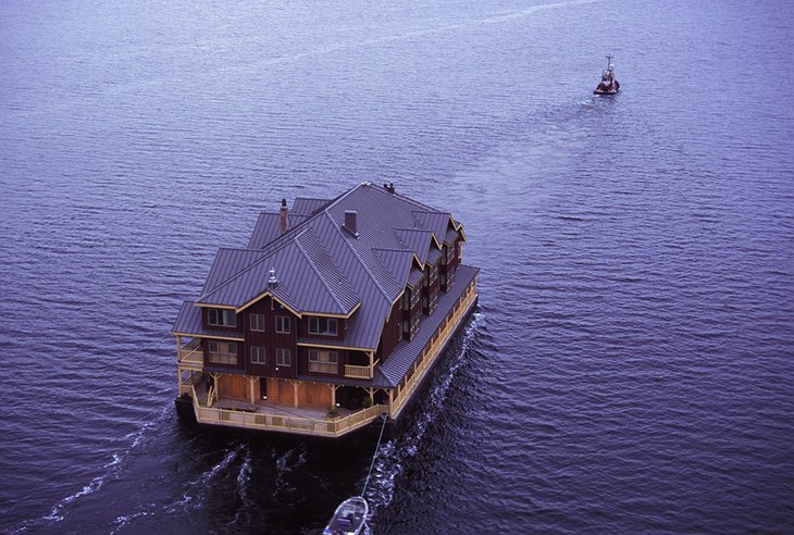 King Pacific Lodge being towed to it's new home