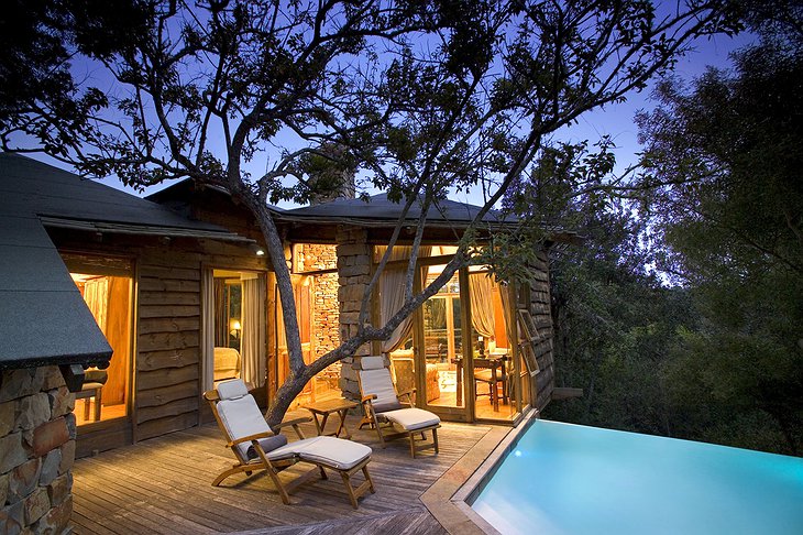 Tsala Treetop Lodge Villa Outdoor Deck With Pool