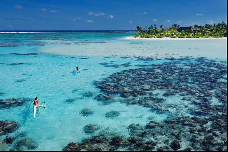 The Brando hotel kayaking in the ocean