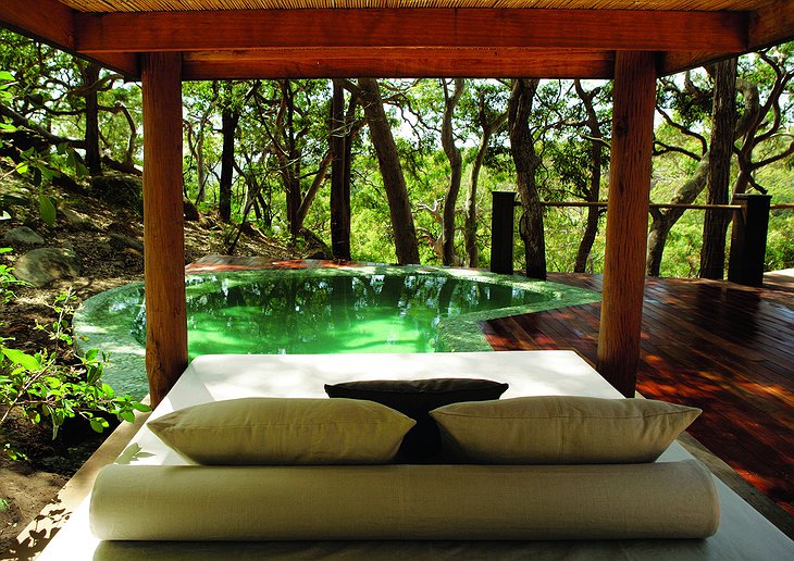 The Pretty Beach House pool-side bed